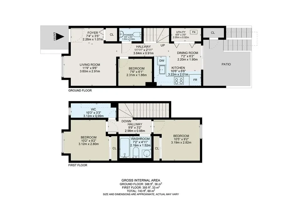Two-level floor plan