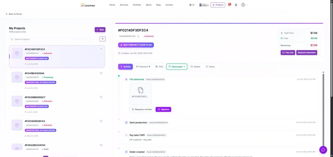 Management page — order & track with ease